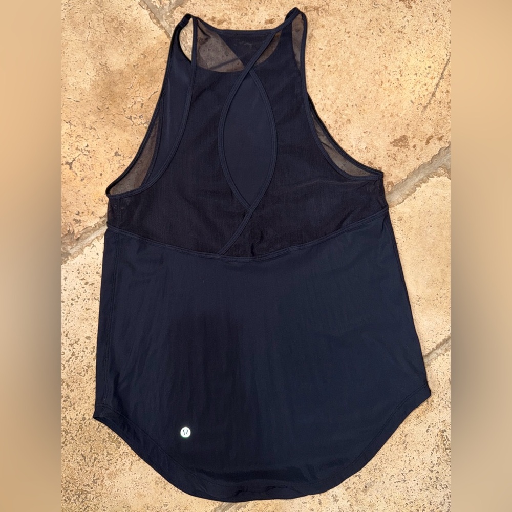 Lululemon Sculpt Tank Top Black Sleeveless Workout Mesh Sheer Back Women’s 4